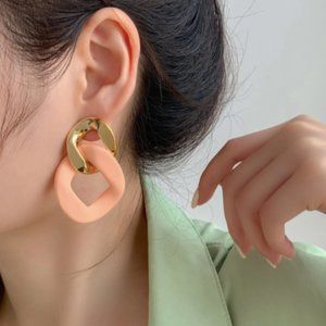Gold and Peach Statement Earrings